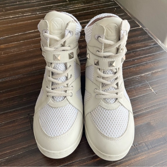 SANDRO MOSCOLINI Mesh Studded High Top Sneakers In Ivory - Picture 6 of 15